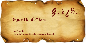 Gyurik Ákos névjegykártya